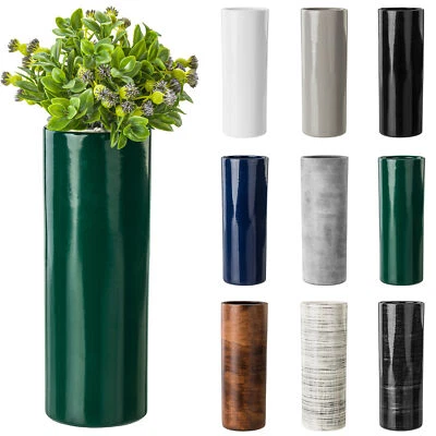 Blumenvase aus Keramik Glanz H 31,5 cm D 11,7 cm Dekorative Vase Röhre Blumen - Bild 1 von 4