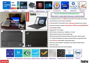 ThinkPad X12 Detachable Gen 1 /12.3" Touch / i7-1180 G7/1 TB SSD/ 16GB/Win11 Pro - Picture 1 of 14
