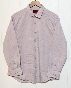 Alfani Dress Shirt Mens L 16 32-33 Pink Fitted Performance Check Button Down - Picture 1 of 7