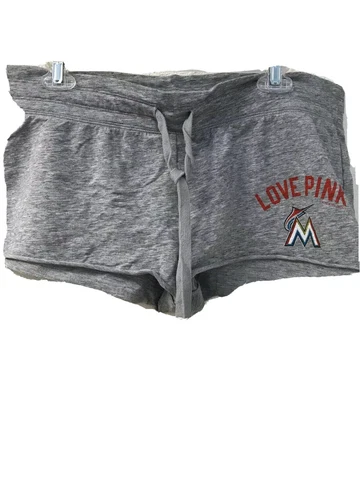 Victoria's Secret Pink 5th & Ocean MLB Florida Marlins Gray L Shorts Drawstring Cover