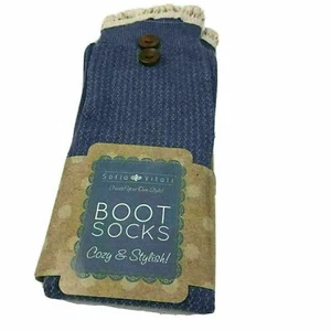 Calcetines Sofia Vitali Boot con puño de 2 botones talla única, se adapta a la mayoría, azules - Imagen 1 de 3