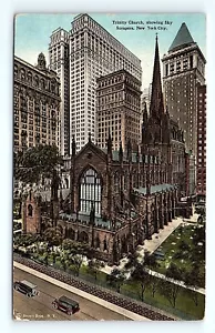 Postal 1918 Nueva York, Nueva York Trinity Church Wall Street, rascacielos - Imagen 1 de 3