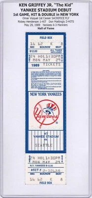 Ken Griffey Jr YANKEE STADIUM DEBUT 1989 Yankees Mariners 5/29 FULL Ticket RARE - Image 1 of 4