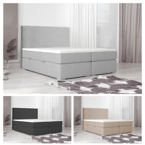 Bett, Boxspringbett BERG mit Bettkästen, Doppelbett Topper H3 140 160 180 200 cm - Bild 1 von 24