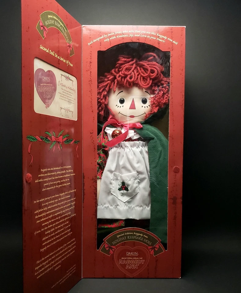 Special Edition Holiday Keepsake Doll Raggedy Ann 2nd in Series of 4 Dakin Coll
