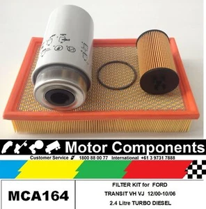 FILTER KIT Oil Air Fuel FORD TRANSIT VH VJ 2.4L TURBO DIESEL DOHC 16V 2000 > 06 - Picture 1 of 3