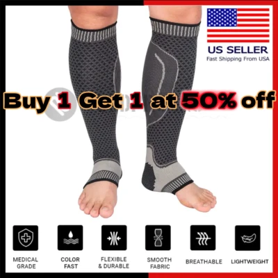 Calf Compression Sleeve Ankle Brace Leg Support Socks Foot Fasciitis Pain Relief - Image 1 of 4