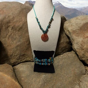 Victor Jansen VJ Jewelry Assorted Blue Brown Stone Necklace and Bracelet Set - Picture 1 of 16