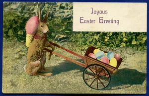 Joyous Easter Greeting Rabitt with eggs in cart - Picture 1 of 2