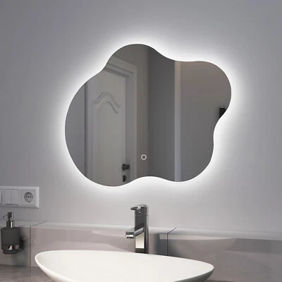EMKE LED Backlit Bathroom Mirror Asymmetrical With Illuminated Lights Dimmable