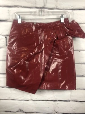 Isabel Marant Mujer Talla 36 Rojo Imitación Cuero Envolvente Falda Lazo Frontal Foto 1 de 4