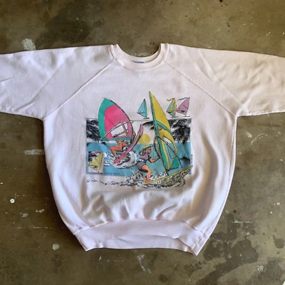 VINTAGE 80s OCEAN PACIFIC O.P. WINDSURFING WINDSURFER SWEATSHIRT SZ L T-SHIRT - Image 1 of 4