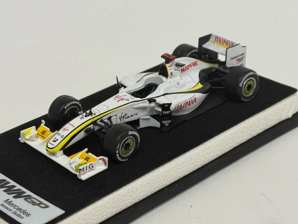 1/43 Brawn GP BGP001 from 2009 F1 Season of Jenson Button Leather base JPN270 - Image 1 of 4