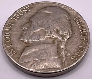 1948 D Jefferson Nickel 5C - Original Design Vintage (SKU 084) - Picture 1 of 2