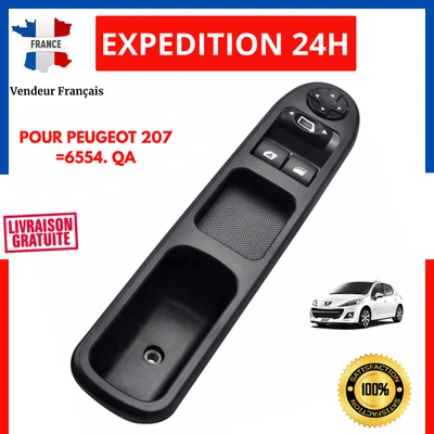 Commande bouton de leve vitre avant gauche pour PEUGEOT 207, 6554QC 96548591XT - Photo 1/4