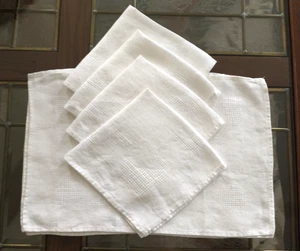 Juego de lino irlandés vintage: 4 servilletas y 4 manteles individuales 100 % lino hecho en Irlanda - Imagen 1 de 5