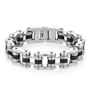 Mens Bracelets, Punk Stainless Steel Bicycle Motorcycle Chain Link Bracelets - Picture 1 of 14