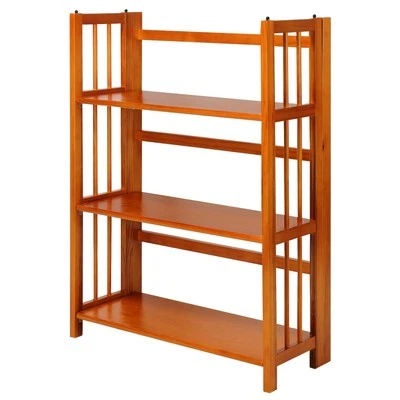 Casual Home 3 Shelf Folding Stackable Bookcase 27dot5in Wide Honey Oak - Image 1 of 3