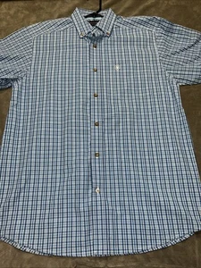 ARIAT PRO SERIES Hemd Herren M kariert Kurzarm Button Down belüftet blau - Bild 1 von 17