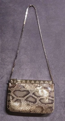 Bolso de Hombro Judith Leiber Metálico Genuino Piel de Serpiente de Colección con Monedero a Juego Foto 1 de 4