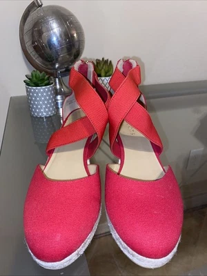 Talbots Lyndsay Espadrilles Wedge Size 9 Red Beret Preppy Chic Coastal Classy - Image 1 of 4