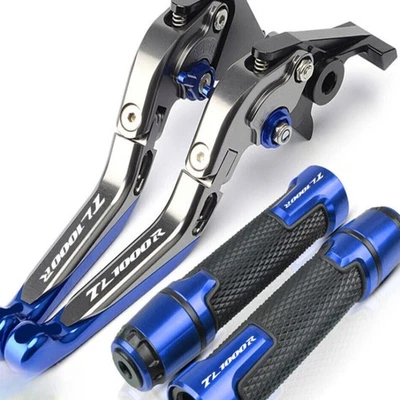 Palanca de embrague de freno ajustable + juegos de empuñaduras de extremo de manillar para Suzuki TL1000S TL1000R Foto 1 de 4