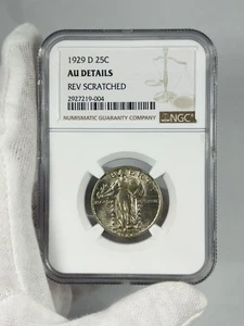 1929-D STANDING LIBERTY QUARTER NGC AU DETAILS 25C MÜNZE - Bild 1 von 4