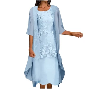 Juranmo Damen Größe L zweiteiliges Midikleid mit Blumenmuster und Cardigan --U4-- - Bild 1 von 5