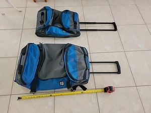 FŪL Rolling Duffle Bag LOT OF 2 Luggage, Wheels, Gray with Blue Trim - Picture 1 of 12