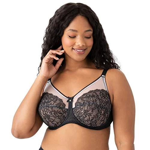 Wacoal 855186 Retro Chic Full Figure Underwire Bra 38 DDD Black 38ddd
