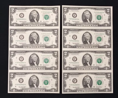 Pair of 2003-A $2 Two Dollar  BEP Uncut Sheet of 4 Uncirculated Notes -Atlanta - Image 1 of 4