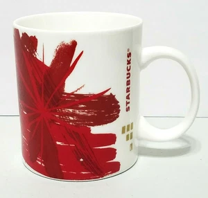Starbucks Red & Gold Christmas Holiday Coffee Mug 2014 New Poinsettia 12 oz - Picture 1 of 6