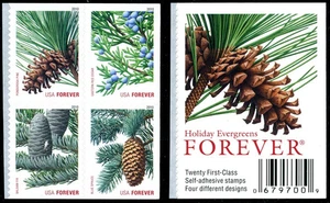 SFSTAMPS US SCOTT 4478-4481 HOLIDAY EVERGREENS LABEL BLOCK OF 4 STAMPS MNH 2010 - Picture 1 of 1