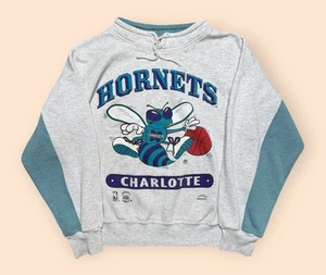 Vintage Charlotte Hornets 1990s Nutmeg Mills Sweatshirt Medium Gray Vintage 90s NBA - Bild 1 von 8