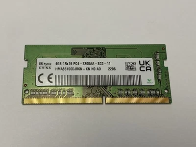 SK Hynix 4GB 1Rx16 PC4-3200 SODIMM Non-ECC DDR4 Laptop RAM HMA851S6DJR6N-XN - Image 1 of 2