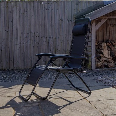 SAMUEL ALEXANDER Black Multi Position Textoline Zero Gravity Garden Relaxer Chair Lounger