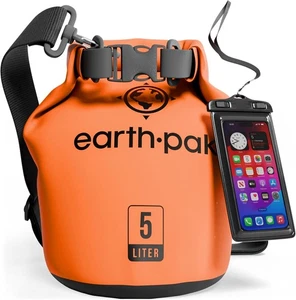 Earth Pak Waterproof Dry Bag - Rolltop Rucksack Sack 5L, orange - Bild 1 von 9
