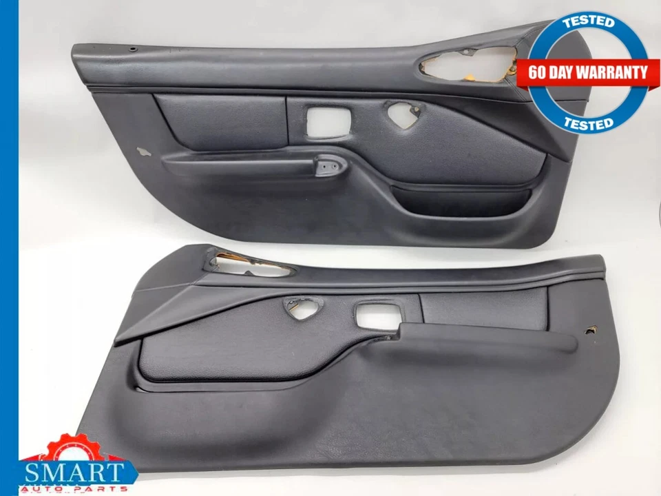 BMW Z3 Roadster Interior Door Panel Trim Cover Leather Black Set L + R 98-02 OEM - Image 1 of 4