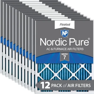 20x20x1 (19_1/2x19_1/2) Pleated MERV 7 Air Filters 12 Pack - Picture 1 of 6