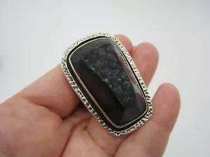 Estate Vintage Massive J. SIGNORELLI Sterling Silver Deep Dark Blue Agate Ring - Picture 1 of 5