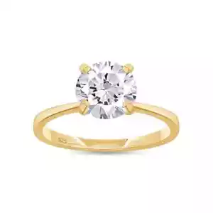 5 Karat Simulierte Edelstein Solitaire Ring 14k Gelb Vergoldet Sommer Ausverkauf - Bild 1 von 4