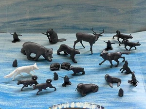 MARX TOYS RECAST POLAR AND WOODS ANIMALS PLAYSET REISSUE 23 FIGURES (GREY) - Picture 1 of 12