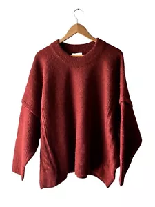 Madewell Size 3XL Brick Red Alpaca Blend Stretchy Boxy Cable Knit Sweater - New - Picture 1 of 6