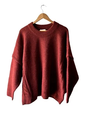 Suéter Madewell Talla 3XL Rojo Ladrillo Mezcla Alpaca Elástico Cuadrado Tejido con Cable - Nuevo Foto 1 de 4