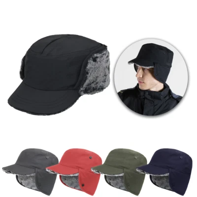 Gorra de béisbol de invierno con orejeras para hombres mujeres cálida forrada de piel sintética sombrero de caza Foto 1 de 4