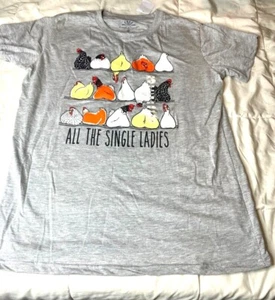 NWT FUNNY CUTE CHICKENS HENS FARM ALL THE SINGLE LADIES T LOST CREEK XXL 2XL - Picture 1 of 3