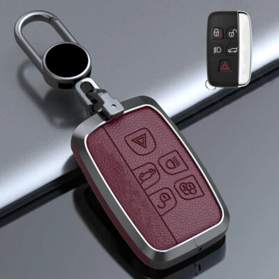 For Land Rover Range Rover For Jaguar Zinc Alloy Leather Car Key Fob Case Cover - Image 1 of 4