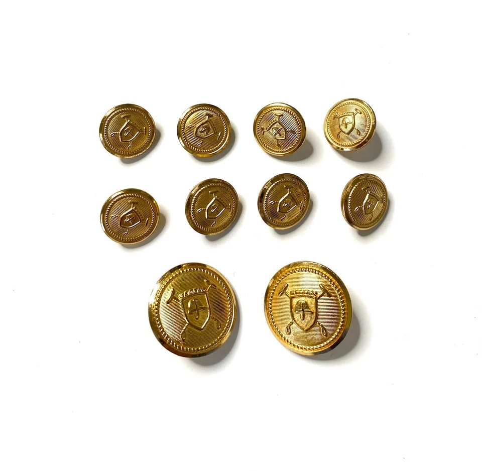 (10) Ralph Lauren Gold Polo University Crest Equestrian Replacement Buttons GUC - Image 1 of 4