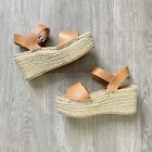 Soludos Womens Minorca Platform Leather Espadrille Wedge Sandals Nude Buckle  