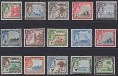 GAMBIA 1953 PCTORIALS REINA ELIZABEH II JUEGO COMPLETO A £1 MVLH Foto 1 de 2